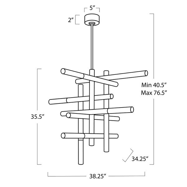 Cass Chandelier (Natural Brass) Line Drawing